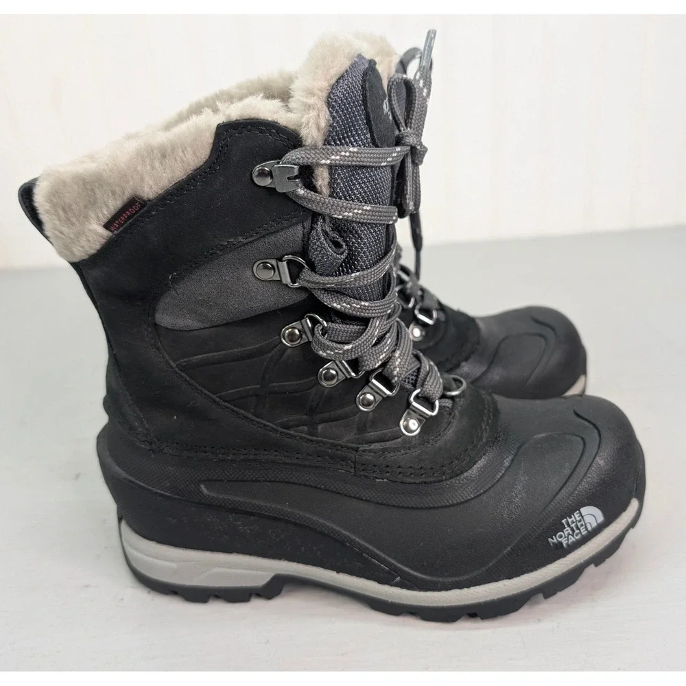 The North Face Women's Chilkat 400 Snow Boots Black Size 5 Waterproof Lace Up‎